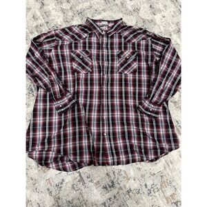 ELY Cattleman Shirt Mens Pearl Snap‎ Long Sleeve Plaid Western Size 4x Big Man